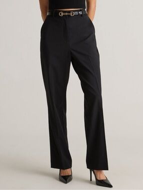 Quince Sz 6 Italian Virgin Wool Straight Pants Black Business Office Work Career